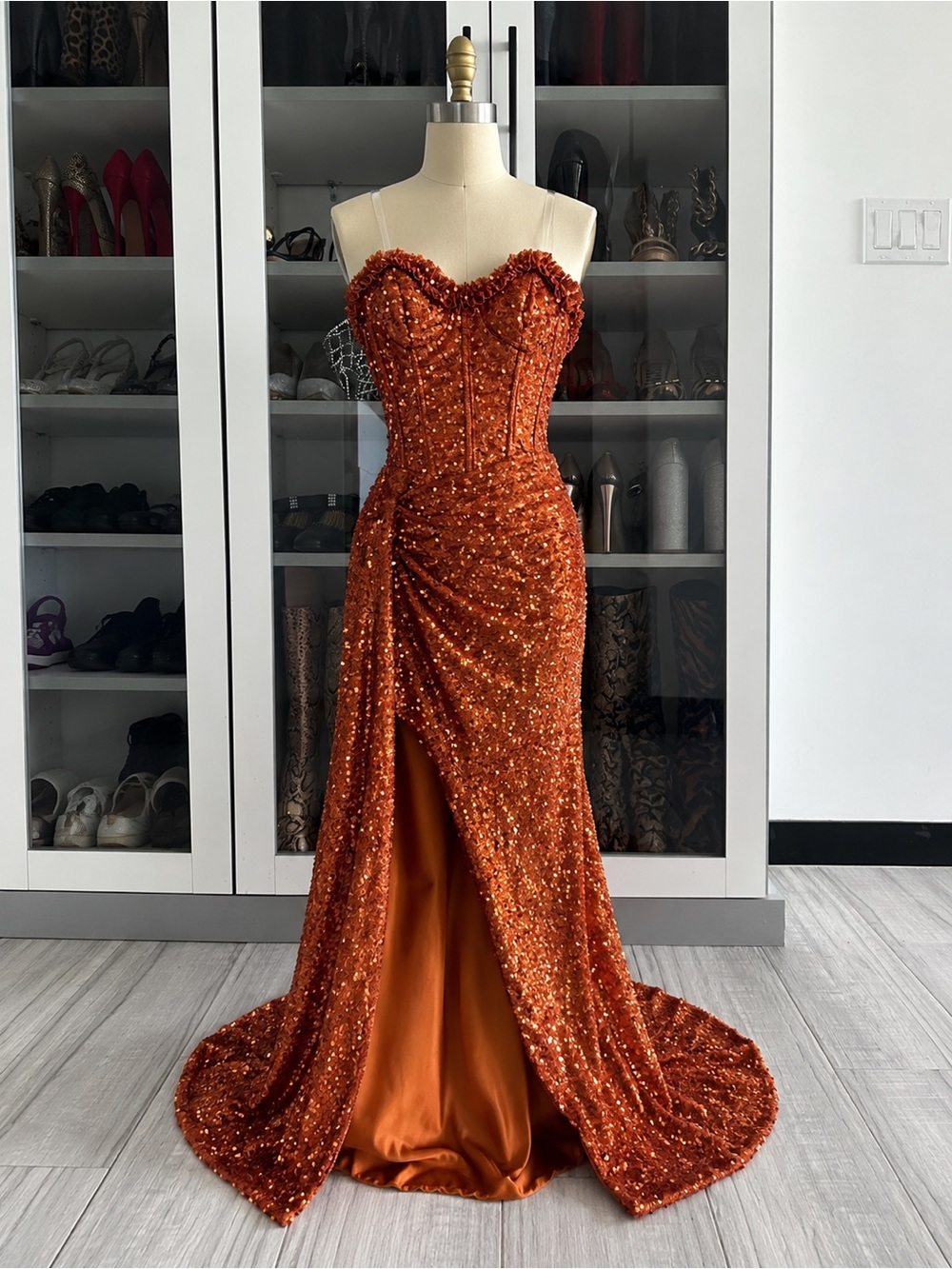 NWT Formal BlackTie Sz 4 Corset Sequin Strapless Evening Gown Pageant Prom Dress